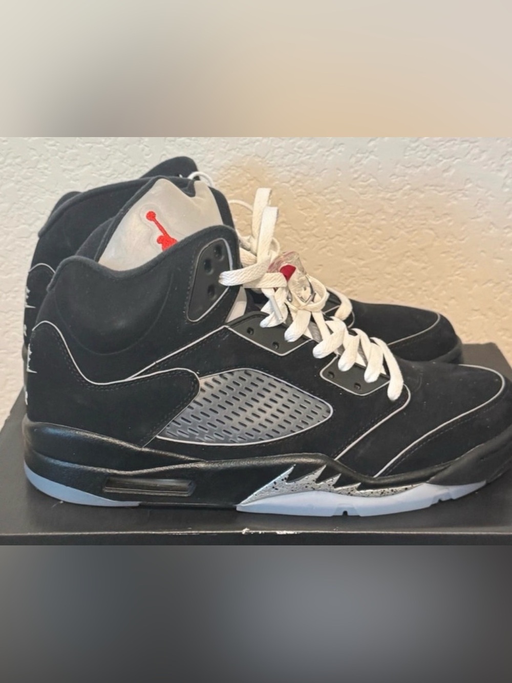 Jordan 5 metallic Black and Grey High-Top Men's Basketball Sneakers